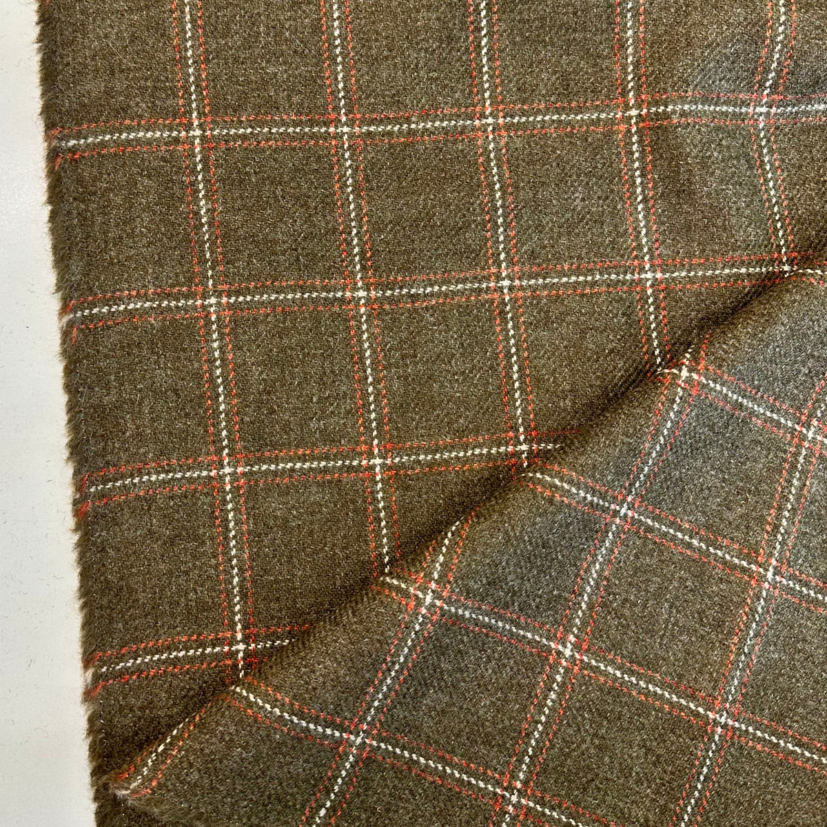 Pure Wool Shetland Tweed Green Brown Mix Twill With 3 Lines Made In En ...