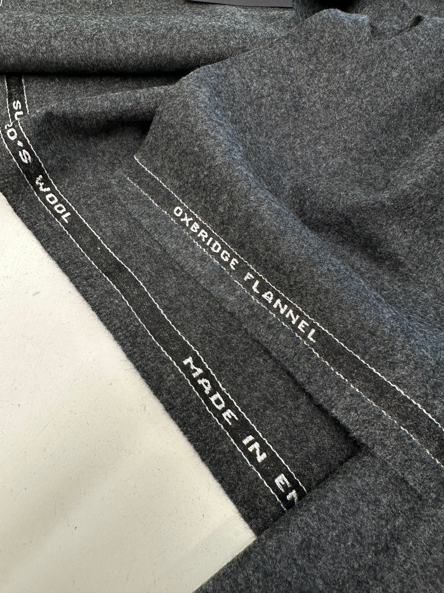 Super 120s Doubled Milled Flannel Oxbridge Flannel Dark Grey Made In E ...