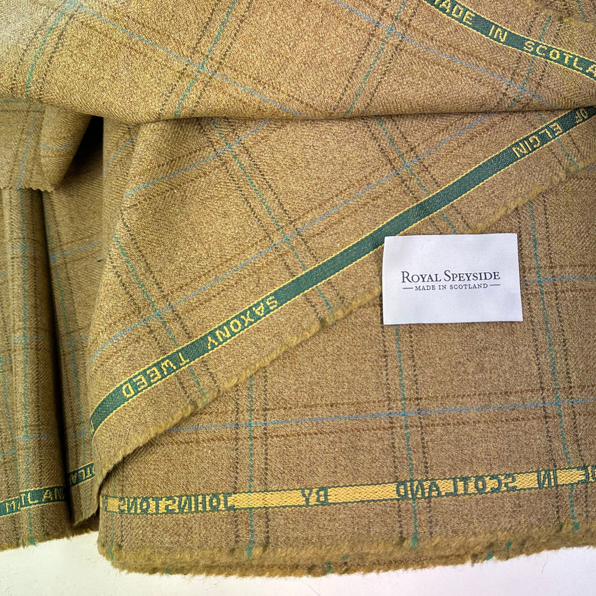 Johnstons Of Elgin Estate Gamekeeper Tweed Moist Green With Sky Blue A ...