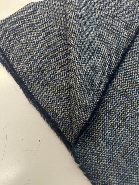 100% British Undyed Wool Natural Barley Corn Weave Navy Blue And Light Grey Made In Huddersfield By Marling & Evans